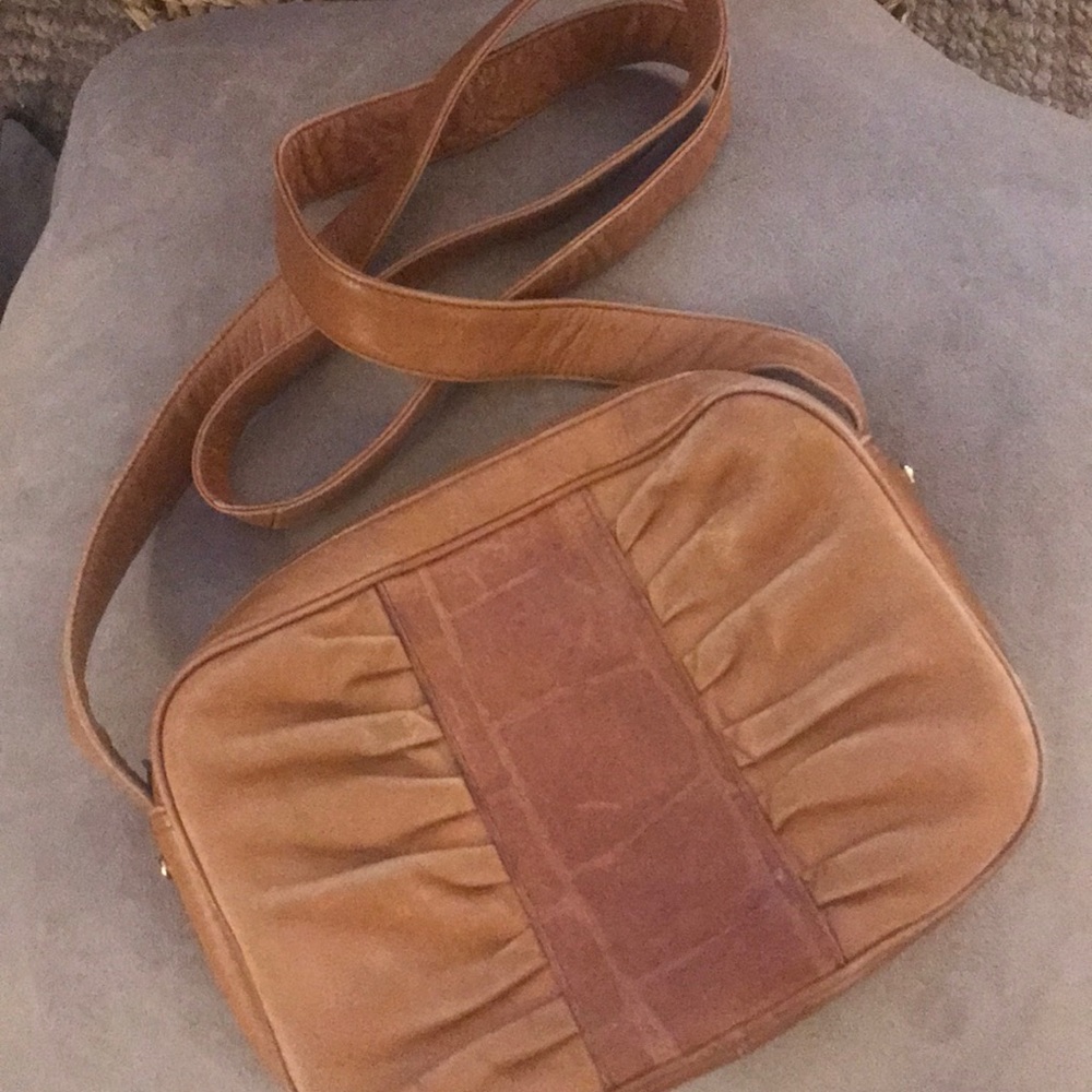 Tan leather crossbody bag
